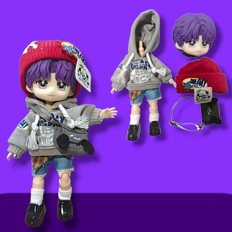 Full Doll Set Sylus, Xavier, Zayne, Rafayel OB11 Doll Head, Love and Deepspace Custom Nendoroid, Handmade Fan Art, 2.0 doll body with cloth