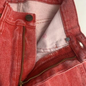 Jean VTG Wrangler pour femme 1 x 34 coupe cowboy, délavé à l'acide occidental rouge-orange Rodeo image 10