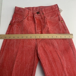 Jean VTG Wrangler pour femme 1 x 34 coupe cowboy, délavé à l'acide occidental rouge-orange Rodeo image 11