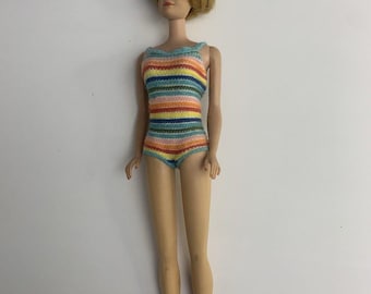 Barbie Midge Doll 1080 Bend Legs Brownette 1960's Original Swimsuit White Heels