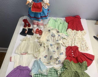 Vintage Ideal Shirley Temple Doll With A Collection of Clothes And Accessories