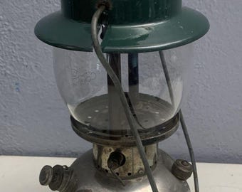 Vintage May 1948 Coleman Camping Lantern 242C Made in USA Two Tone Green Silver