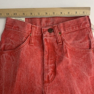 Jean VTG Wrangler pour femme 1 x 34 coupe cowboy, délavé à l'acide occidental rouge-orange Rodeo image 8