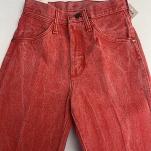 Jean VTG Wrangler pour femme 1 x 34 coupe cowboy, délavé à l'acide occidental rouge-orange Rodeo image 7