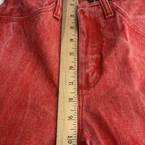 Jean VTG Wrangler pour femme 1 x 34 coupe cowboy, délavé à l'acide occidental rouge-orange Rodeo image 9