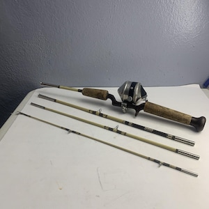 4 pc wooden antique fishing pole with case Vintage Fishing Rod With Case