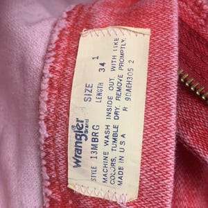 Jean VTG Wrangler pour femme 1 x 34 coupe cowboy, délavé à l'acide occidental rouge-orange Rodeo image 16