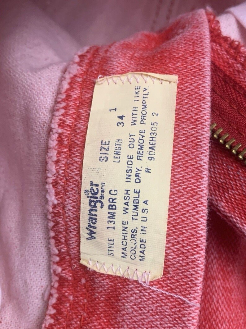 Jean VTG Wrangler pour femme 1 x 34 coupe cowboy, délavé à l'acide occidental rouge-orange Rodeo image 16