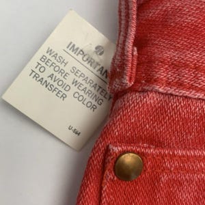 Jean VTG Wrangler pour femme 1 x 34 coupe cowboy, délavé à l'acide occidental rouge-orange Rodeo image 15