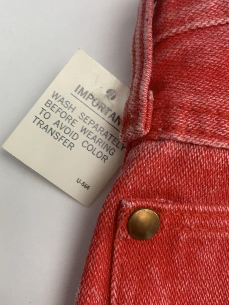 Jean VTG Wrangler pour femme 1 x 34 coupe cowboy, délavé à l'acide occidental rouge-orange Rodeo image 15