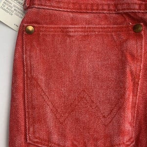 Jean VTG Wrangler pour femme 1 x 34 coupe cowboy, délavé à l'acide occidental rouge-orange Rodeo image 14