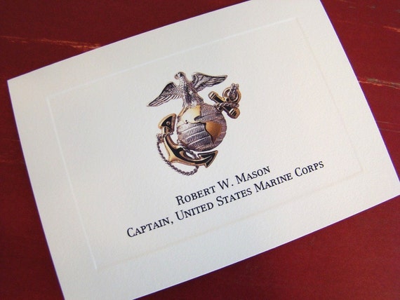 Items similar to Set of 10- US Marine Corps Crest custom stationery ...