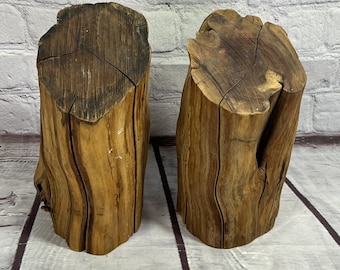 reclaimed wood rustic pair of book ends