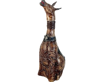 vintage Binicola Borghini Donkey Leather Empty Leather Bottle 1981