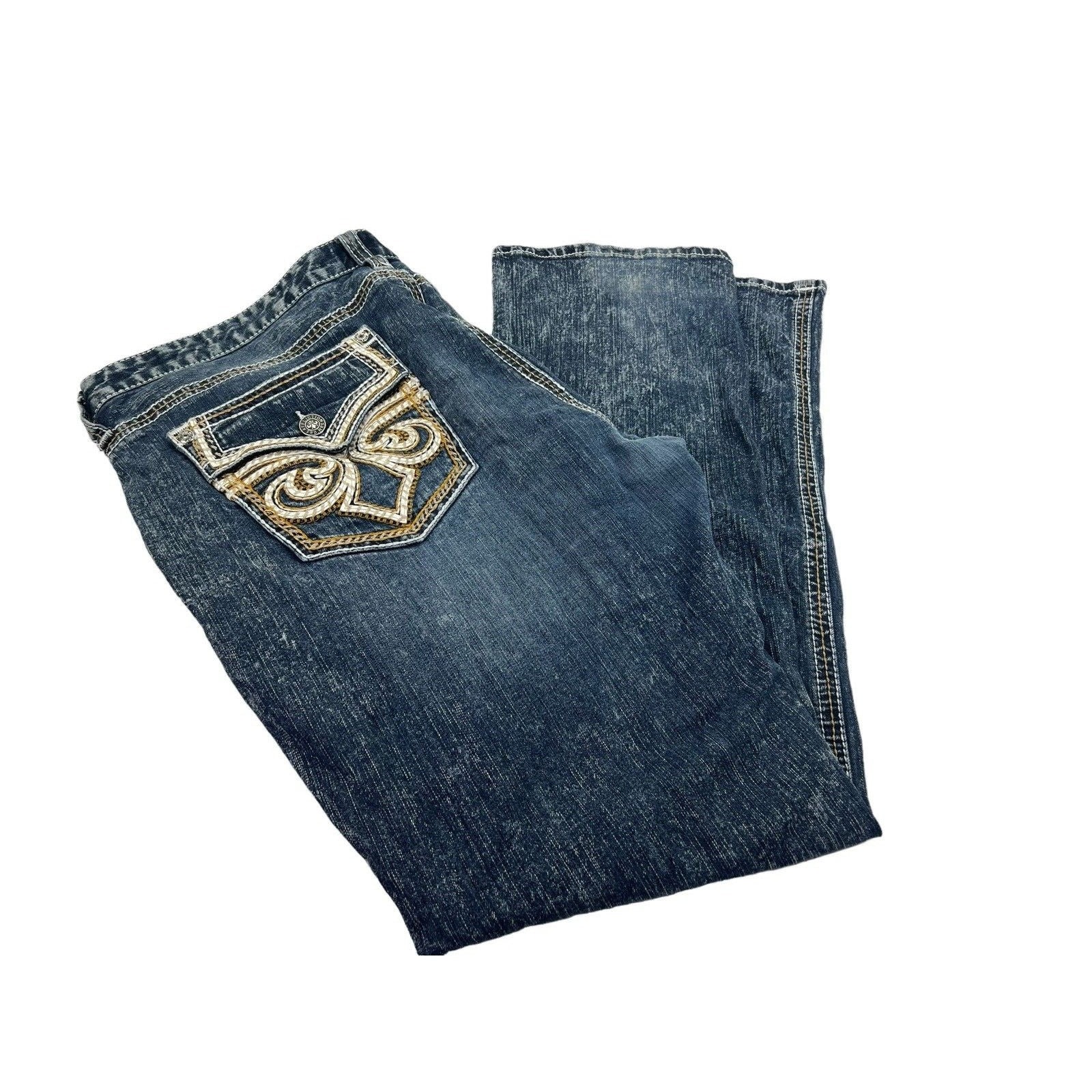 Vtg Y2k Affliction Ace Denim Jeans Men's 42 Dark Blue Vtg Y2k Affliction Ace Denim Jeans Men's 42 Dark Blue
