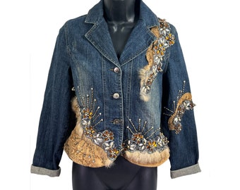 Denim Fox Fur Jacket - Etsy