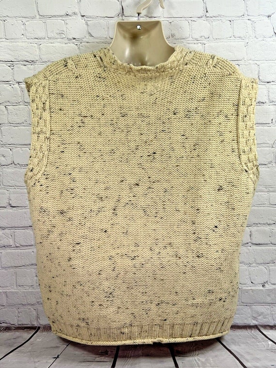 Vintage Aran Hand Knitted Woollen Waistcoat Cardi… - image 6