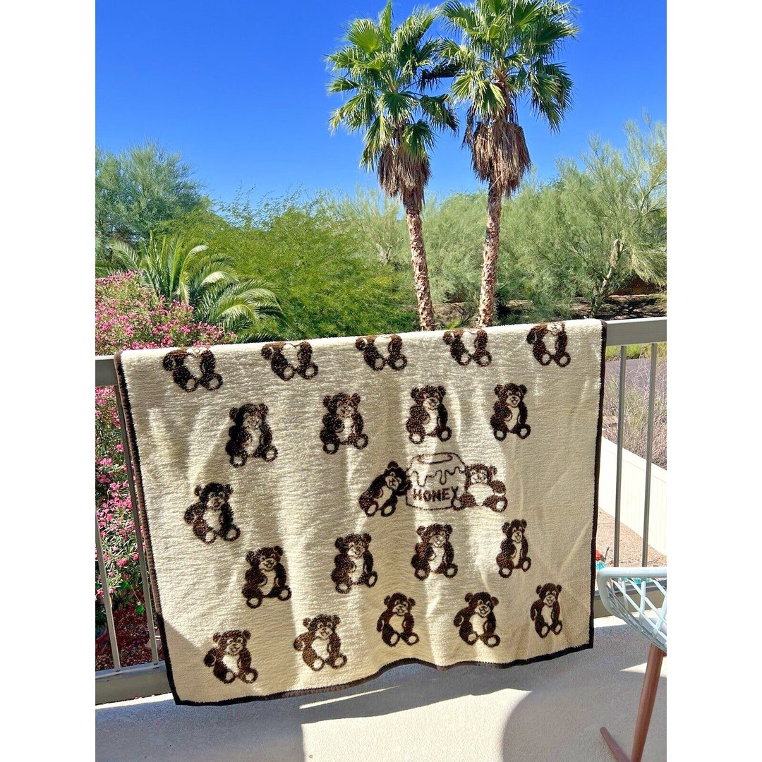 Biederlack Blanket Reversible Teddy Bear Honey Pot Brown Cream Etsy