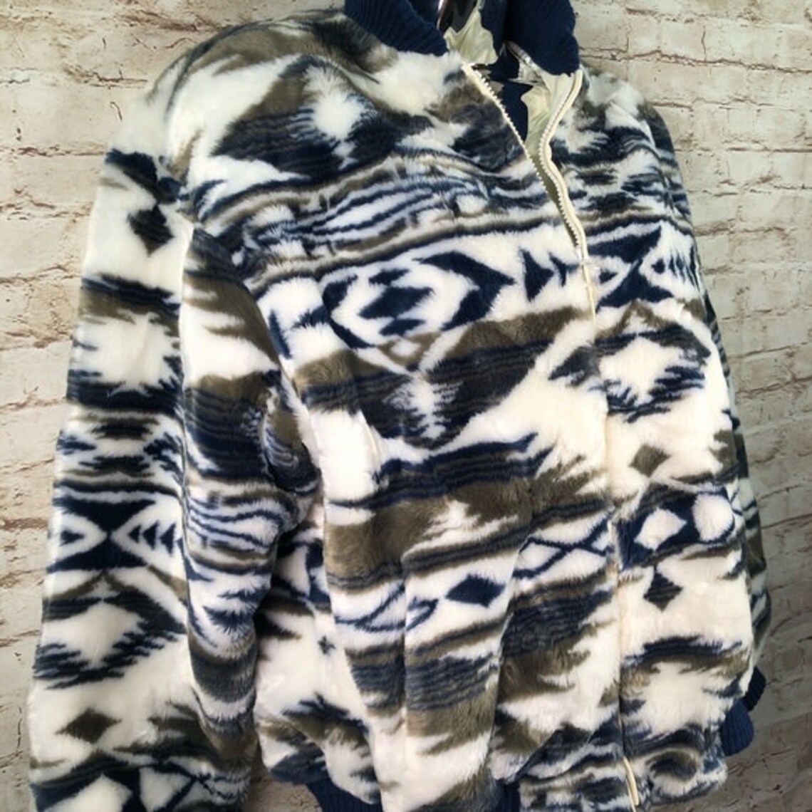 Vtg 80’sdonnybrook Aztec Teddy Bomber Jacket Sz S - Etsy