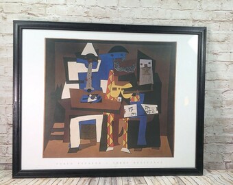 Pablo Picasso 3 MUSICIANS oil painting 31x 25 reproduction framed lithograph