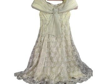 Robe de mariée vintage Jessica McClintock pour filles taille 7 demoiselle d'honneur en dentelle victorienne