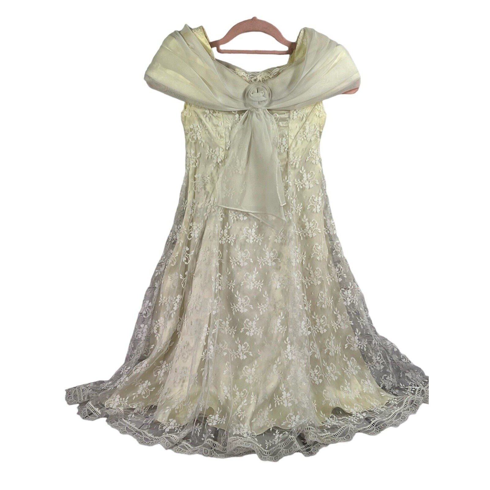 vintage Jessica McClintock bridal girls dress size 7 flowergirl victorian lace