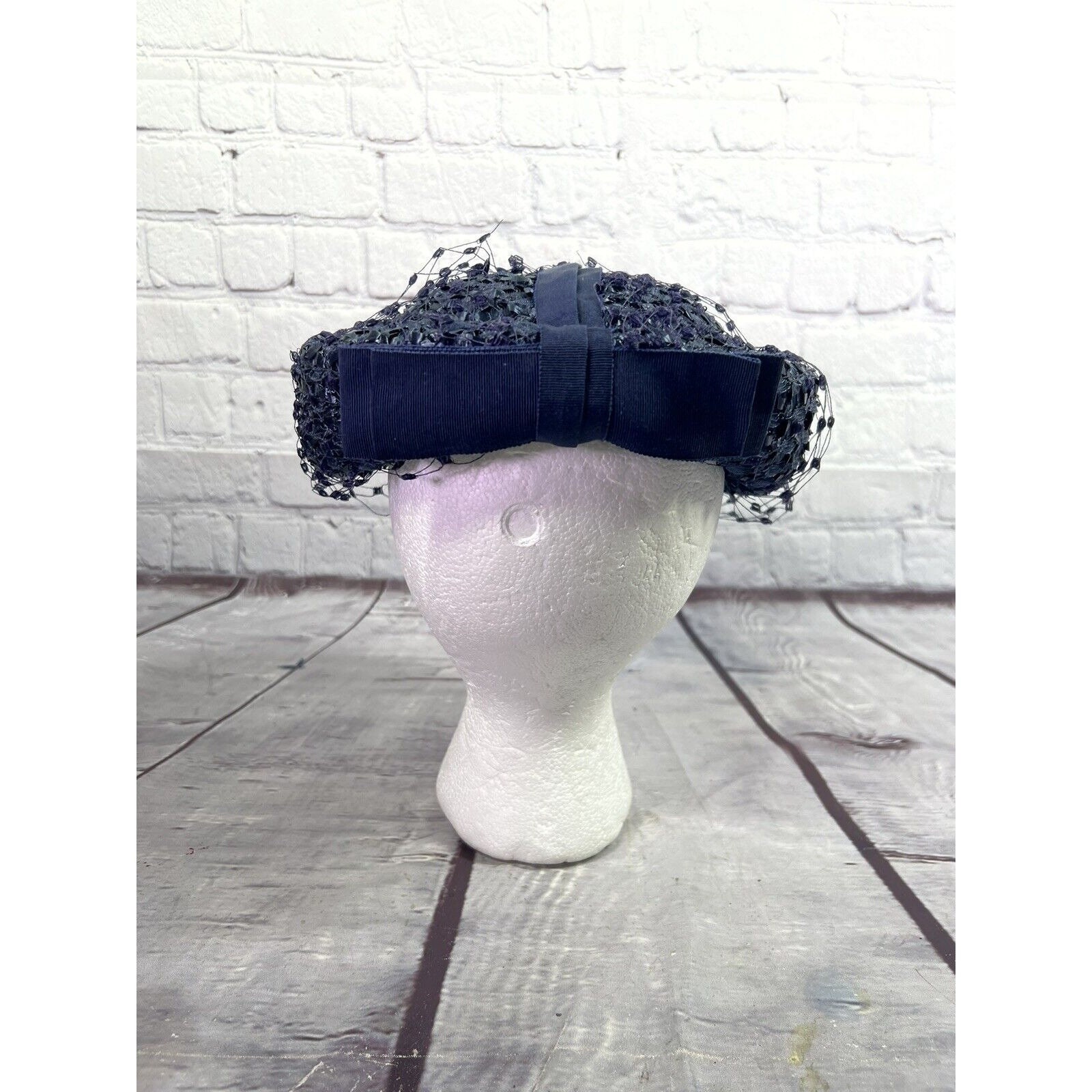 Jean Sutton Vintage 60s Blue Woven Brimmed Women\'s Hat USA union made‎ Jean Sutton Vintage 60s Blue Woven Brimmed Women main image 3