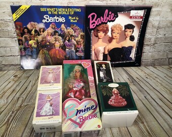 vtg Barbie 90's lot of 7 collectables 4 keep sake ornaments,2 calendar,1doll