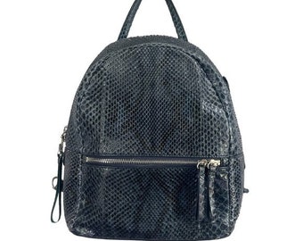 genuine ZARMOI crocodile leather backpack shoulder bag navy blue 11 x 9