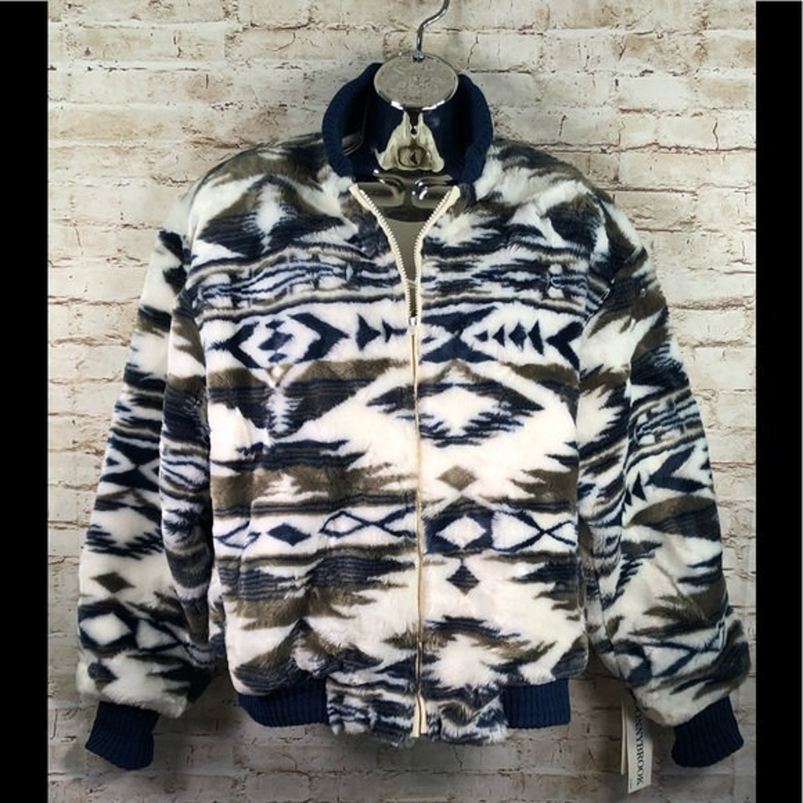 Vtg 80’sdonnybrook Aztec Teddy Bomber Jacket Sz S - Etsy