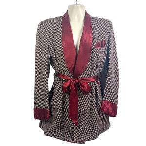 vtg 50's Royal Robes polka dot silk gentlemans smoking jacket sz XL Hugh Hefner image 1