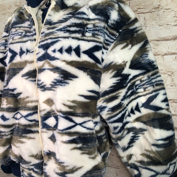 Vtg 80’sdonnybrook Aztec Teddy Bomber Jacket Sz S - Etsy