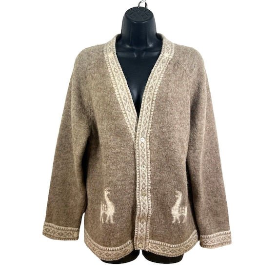 vtg 80's baby alpaca knit sweater cardigan sz L be