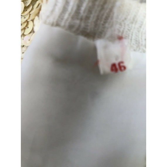 vtg1960s clear iridescent sequin cream angora swe… - image 9