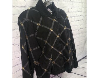vtg 80's Mab Studio Bologna Italy equestrian motif suede jacket womens sz M