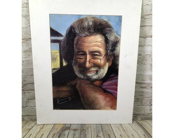 1994 Vintage Jerry Garcia drawing framable art by Jimmy Tan 20x16