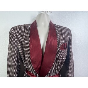 vtg 50's Royal Robes polka dot silk gentlemans smoking jacket sz XL Hugh Hefner image 9