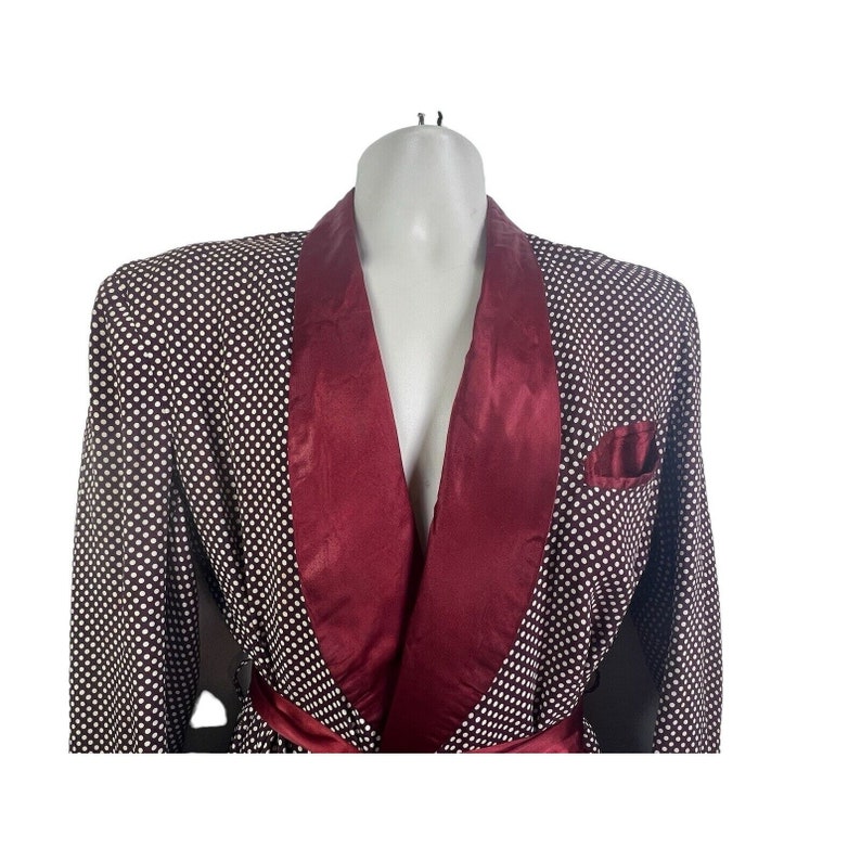 vtg 50's Royal Robes polka dot silk gentlemans smoking jacket sz XL Hugh Hefner image 6