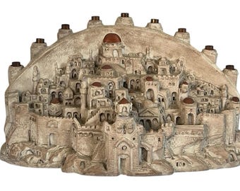 vtg Hanukkah Menorah Austin Stone Sculpture Jerusalem Stone 9-Branched