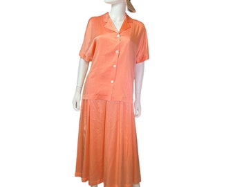 vtg Jaeger 2 piece skirt suit peach color silk womens sz 12