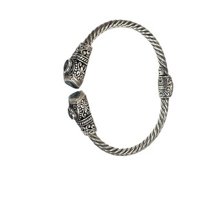 ATI 925 ID Sterling Silver Cuff Bracelet Twist Hinged Design w/ Blue Topaz 7/8 image 4