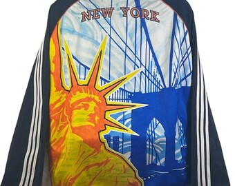 Adidas Jacket Mens 3X Blue Stripe Track NYC Statue of Adidas Jacket Mens 3X Blue Stripe Track NYC Statue of