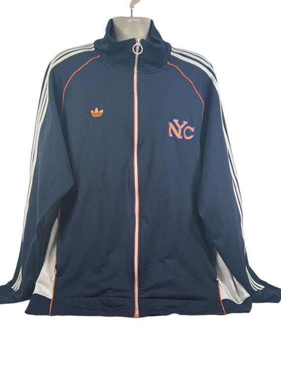 Adidas Jacket Mens 3X Blue Stripe Track NYC Statue of Adidas Jacket Mens 3X Blue Stripe Track NYC Statue of