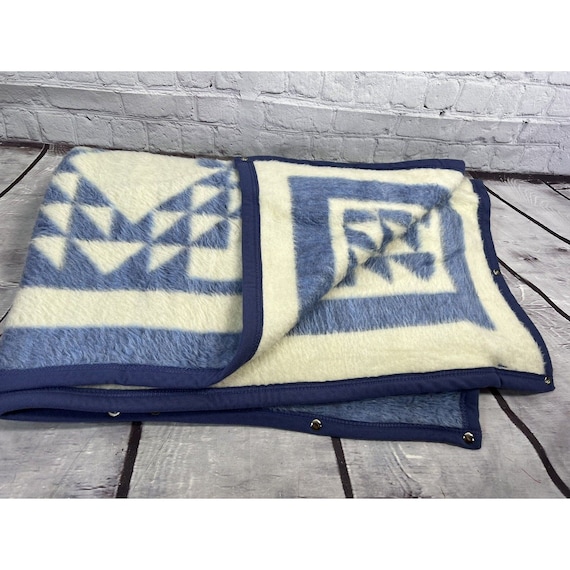 Vtg BIEDERLACK Cuddle Wrap Stadium Blanket Wearable Snap Blue Etsy