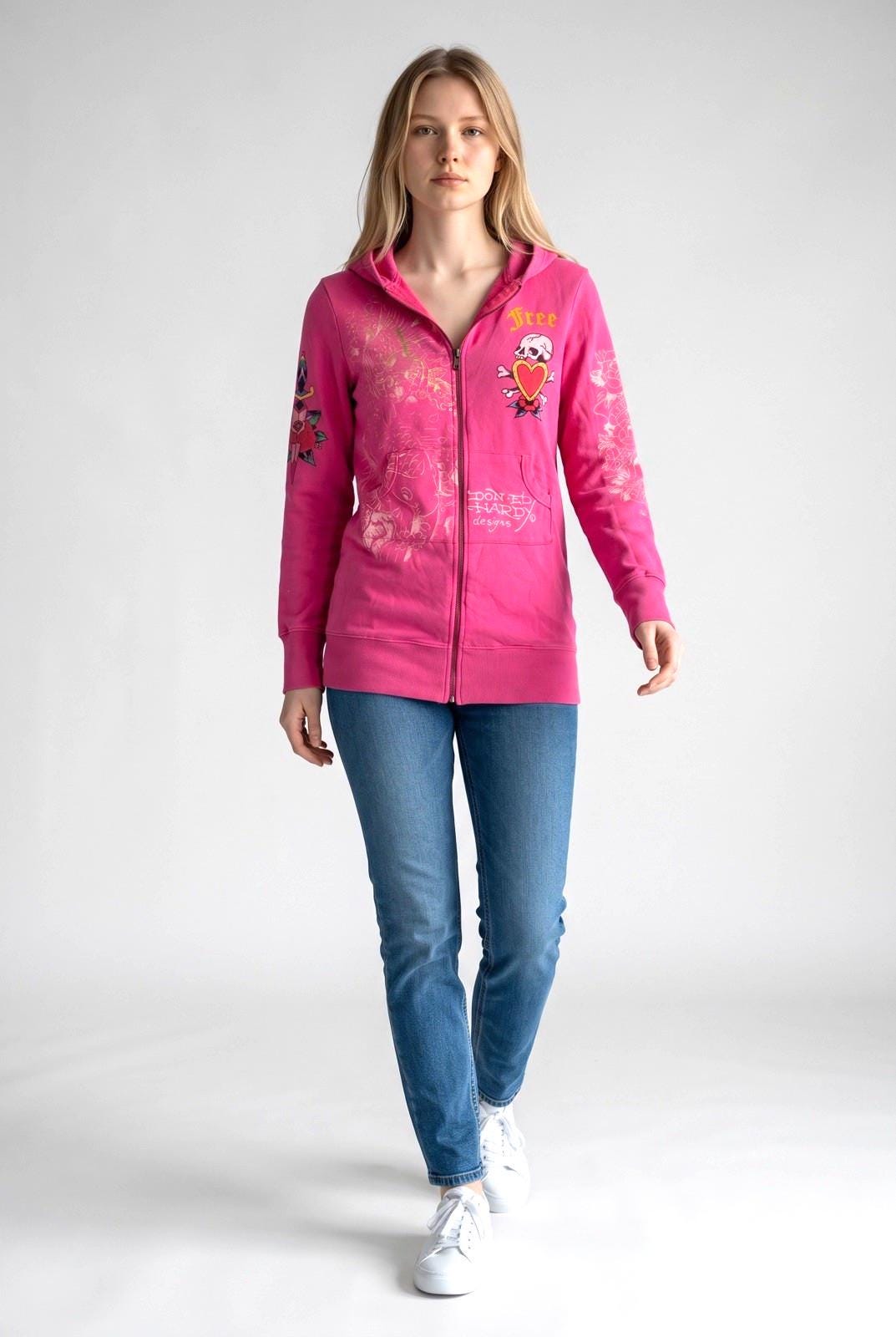 Pink Ed Hardy Hoodie - Etsy