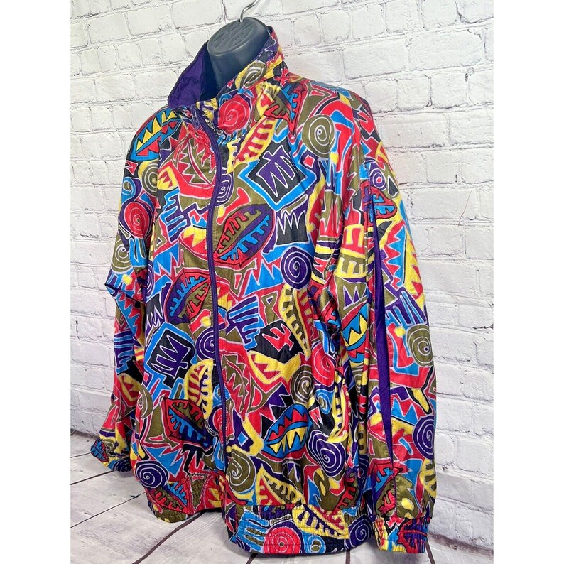 vtg 80's Lavon Jacket Unisex Track Windbreaker Bomber jacket sz XL image 3