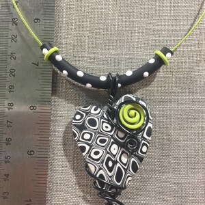 Black and white polymer clay wire wrapped heart image 2