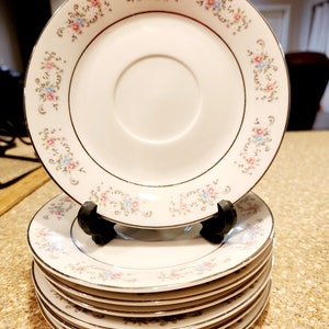 Dynasty FINE China White with silver and floral trim