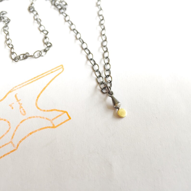 Tiny Pendulum Plumb Bob Drop Necklace Gold Silver Pendant Etsy
