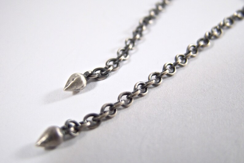 Sterling Silver Plumb Bob Dangle Earrings Droplet Chain Silver Etsy